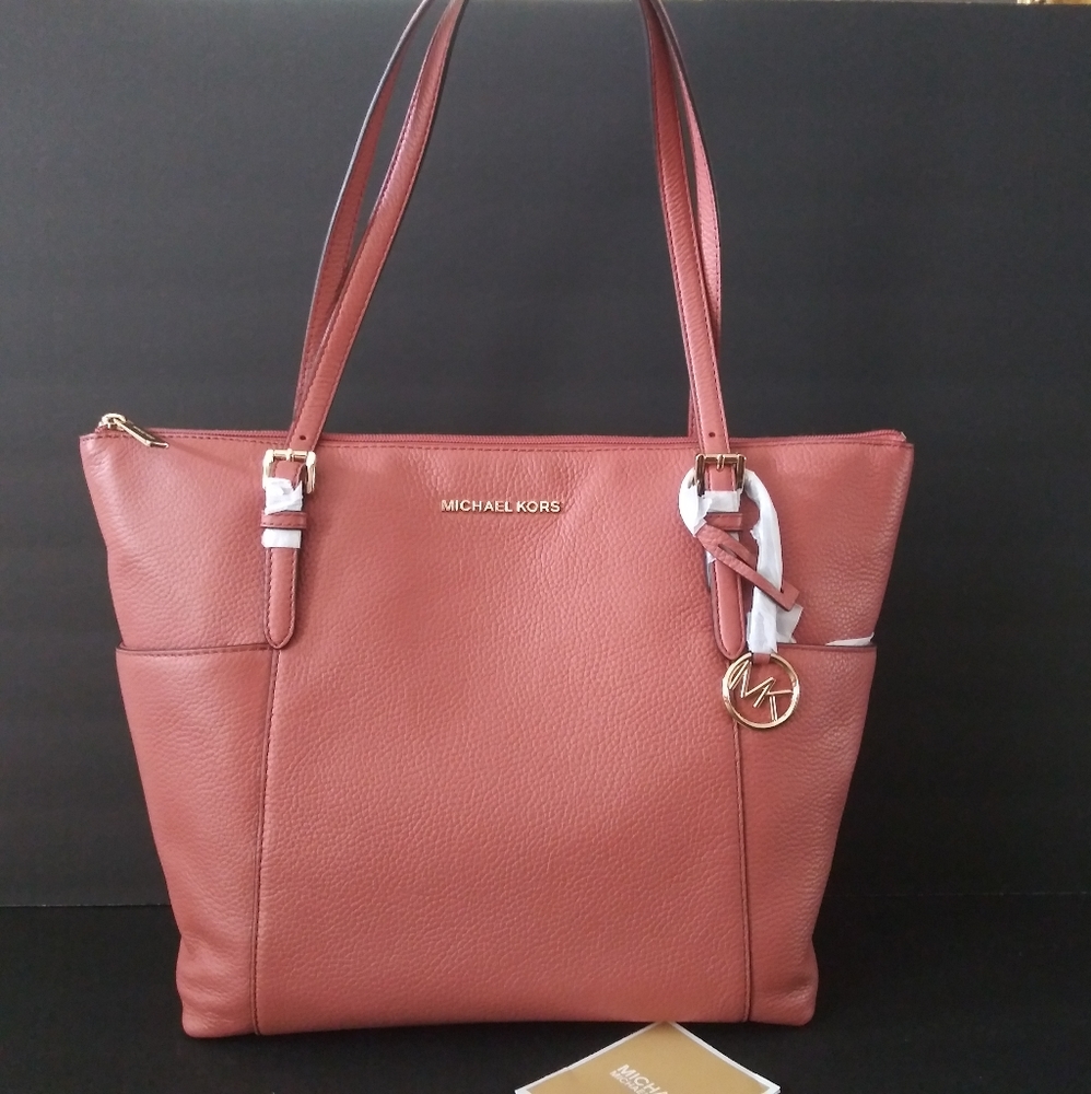 NWT MICHAEL KORS LEATHER JET SET ITEM MEDIUM TOTE